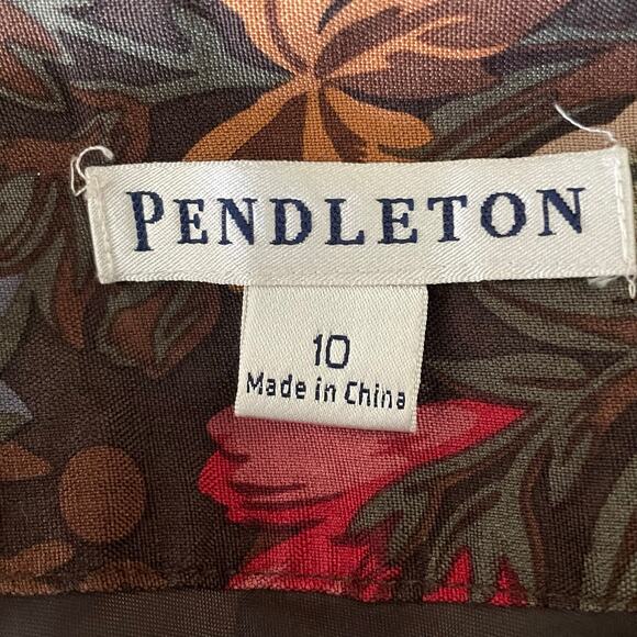Pendleton Brown Dark Floral A-line Midi Skirt Silk Wool Size 10 Romantic Cottage - Picture 5 of 7
